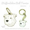 Deluxe Staffordshire Bull Terrier Tag or Keyring - White